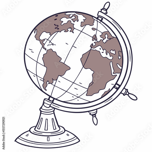 Globe with continents and stand world earth