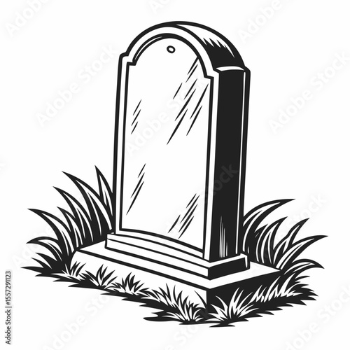 Black gravestone with grass tombstone cemetery