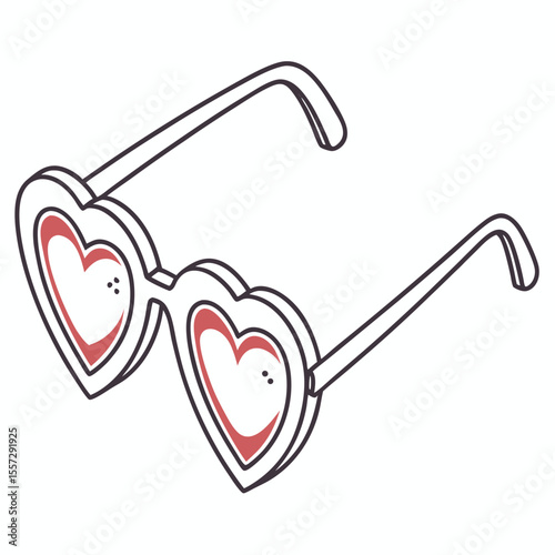 Heart shaped glasses with red lenses eyewear accessory