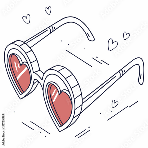 Heart shaped glasses with pink lenses eyewear accessory