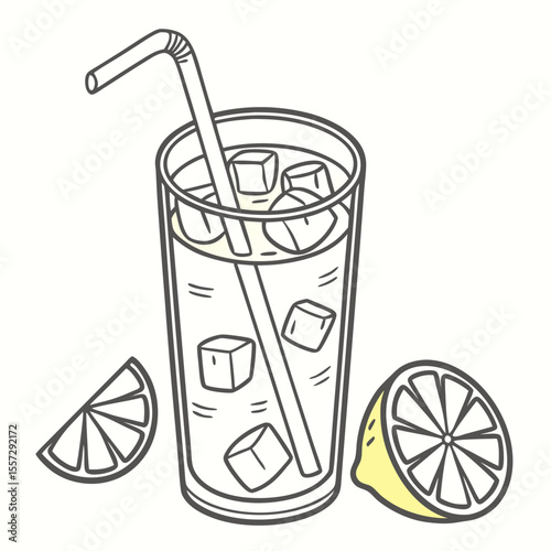 Refreshing Lemonade Drink with Ice and Citrus Slices