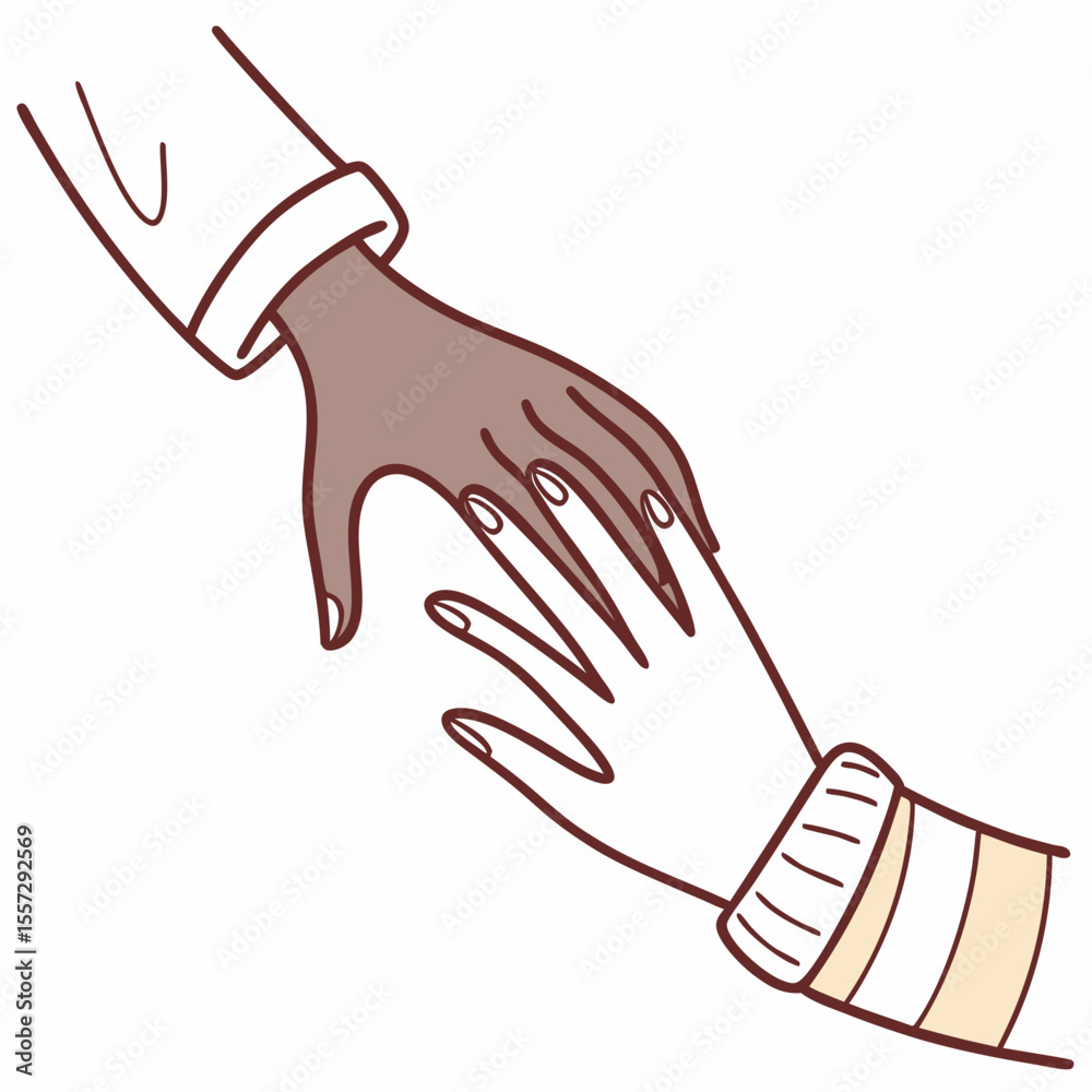 Obraz premium Diverse hands reaching together connection diversity