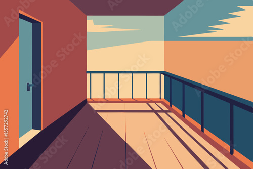 A Serene And Peaceful View From An Apartment Balcony Overlooking A Quiet Cityscape