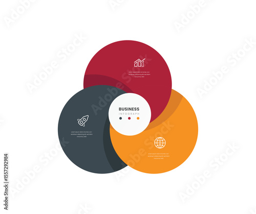 3 section circle diagram data visualization infograph 