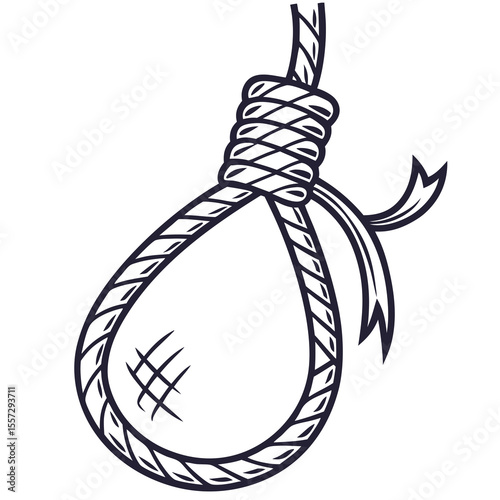 Dark rope noose with ribbon knot loop