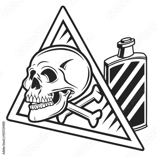 Skull and crossbones poison warning symbol danger