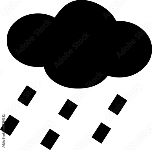 Black rain cloud icon symbolizing precipitation, weather, or storm.
