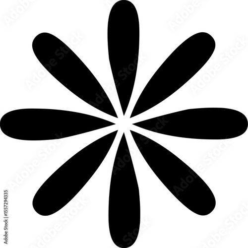 Stylized graphic of a flower, commonly used in design, decoration, or illustration work.