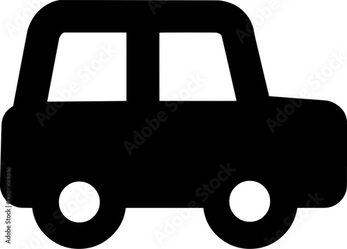 Minimalist car icon in silhouette style, used to represent transportation or automotive services.