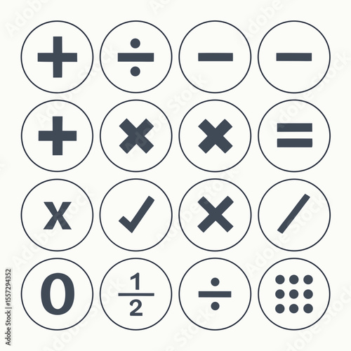 Mathematical symbols collection arithmetic operations