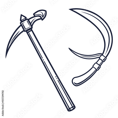Sickle and scythe tools agricultural farming