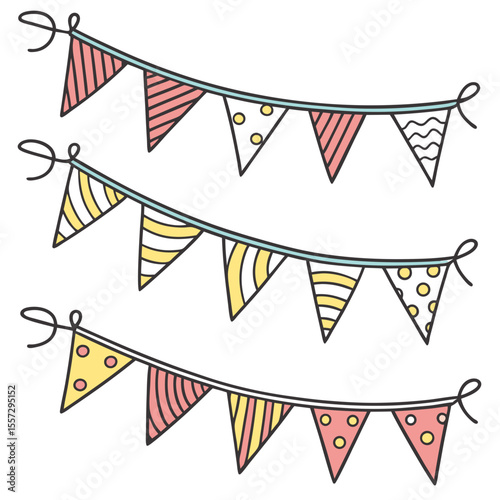 Festive bunting flags with patterns party celebration