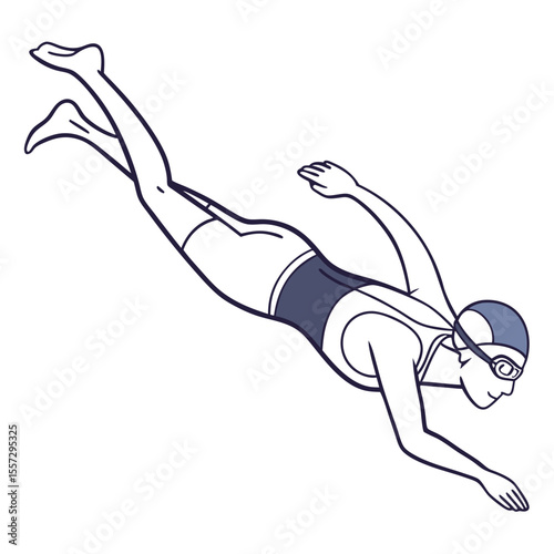 Swimmer in motion swimming sport