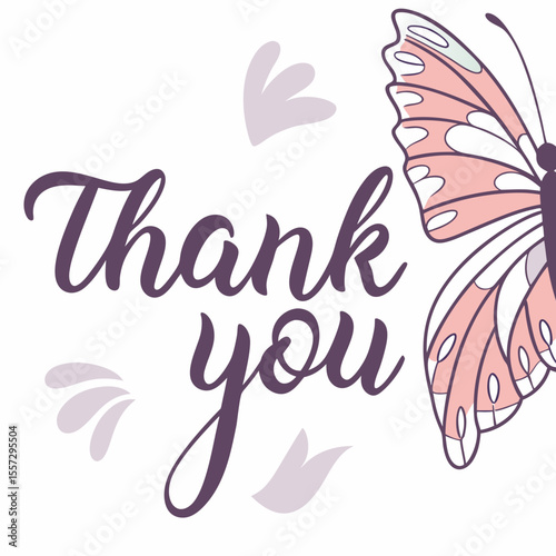 Thank you butterfly wings watercolor brush strokes
