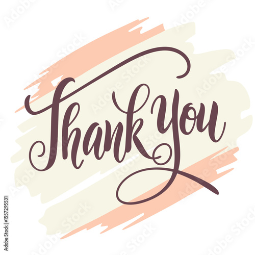 Thank you calligraphy watercolor brush strokes lettering