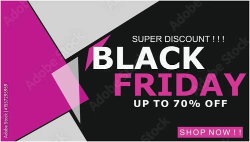Black friday sale banner on Purple and black background