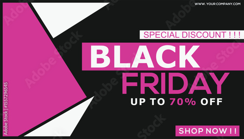 Black friday sale banner on Purple and black background