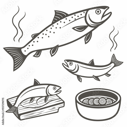 Smoked salmon and fish dish food cooking