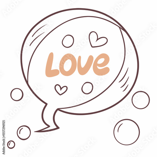 Speech bubble with love and hearts communication romance