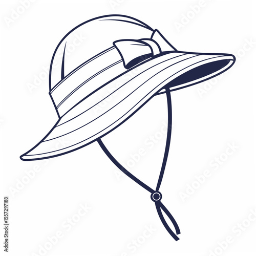 Dark blue sun hat with bow headwear fashion