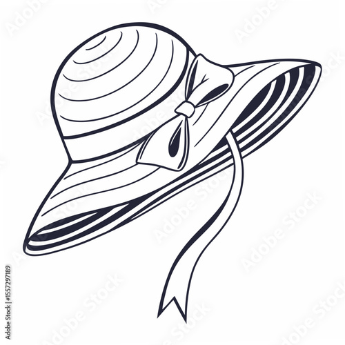 Elegant sun hat with ribbon wide brim hat fashion accessory