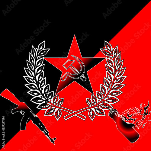 Anarcho communist banner with weapons