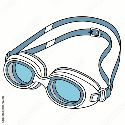 White swimming goggles with blue lenses eyewear water sports