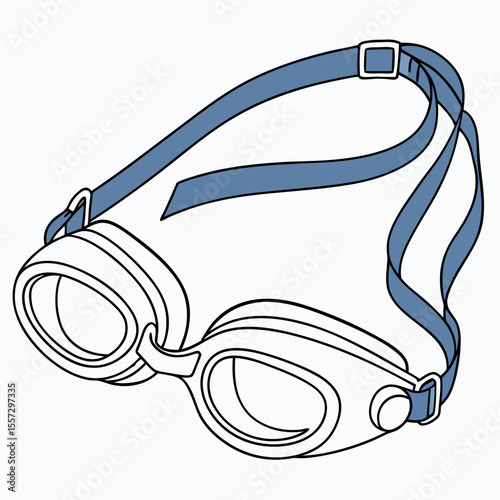 Blue swimming goggles with black outline eyewear water sports