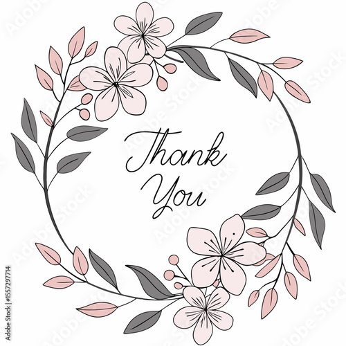 Floral wreath thank you card flowers