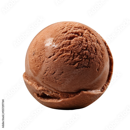 Chocolate ice cream scoop isolated on white background