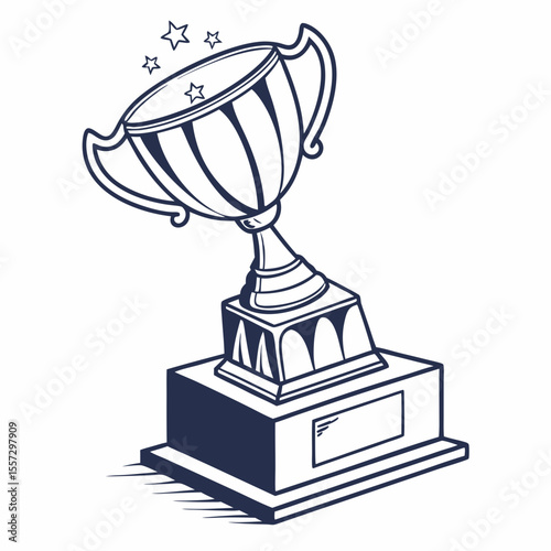 Trophy with Stars on White Background award winner