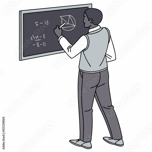 Man drawing geometry on chalkboard teacher mathematics