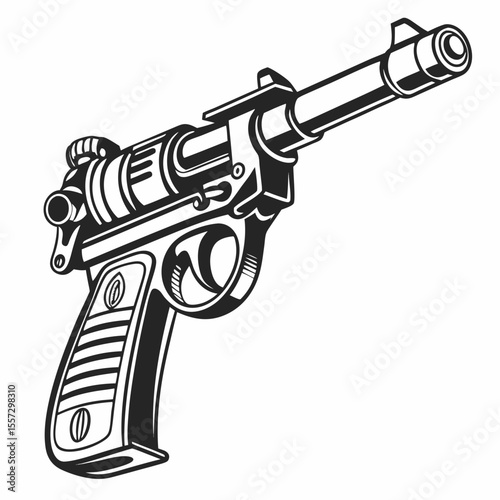 Black pistol weapon illustration white
