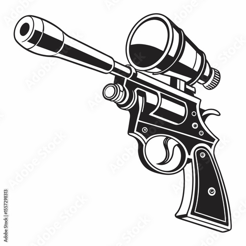 Black revolver with scope firearm weapon