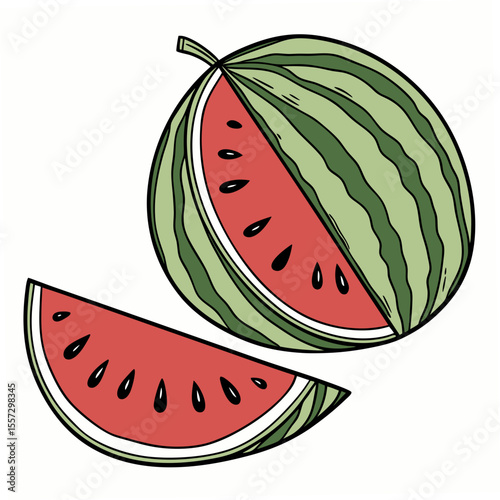 Watermelon slice and whole fruit food summer