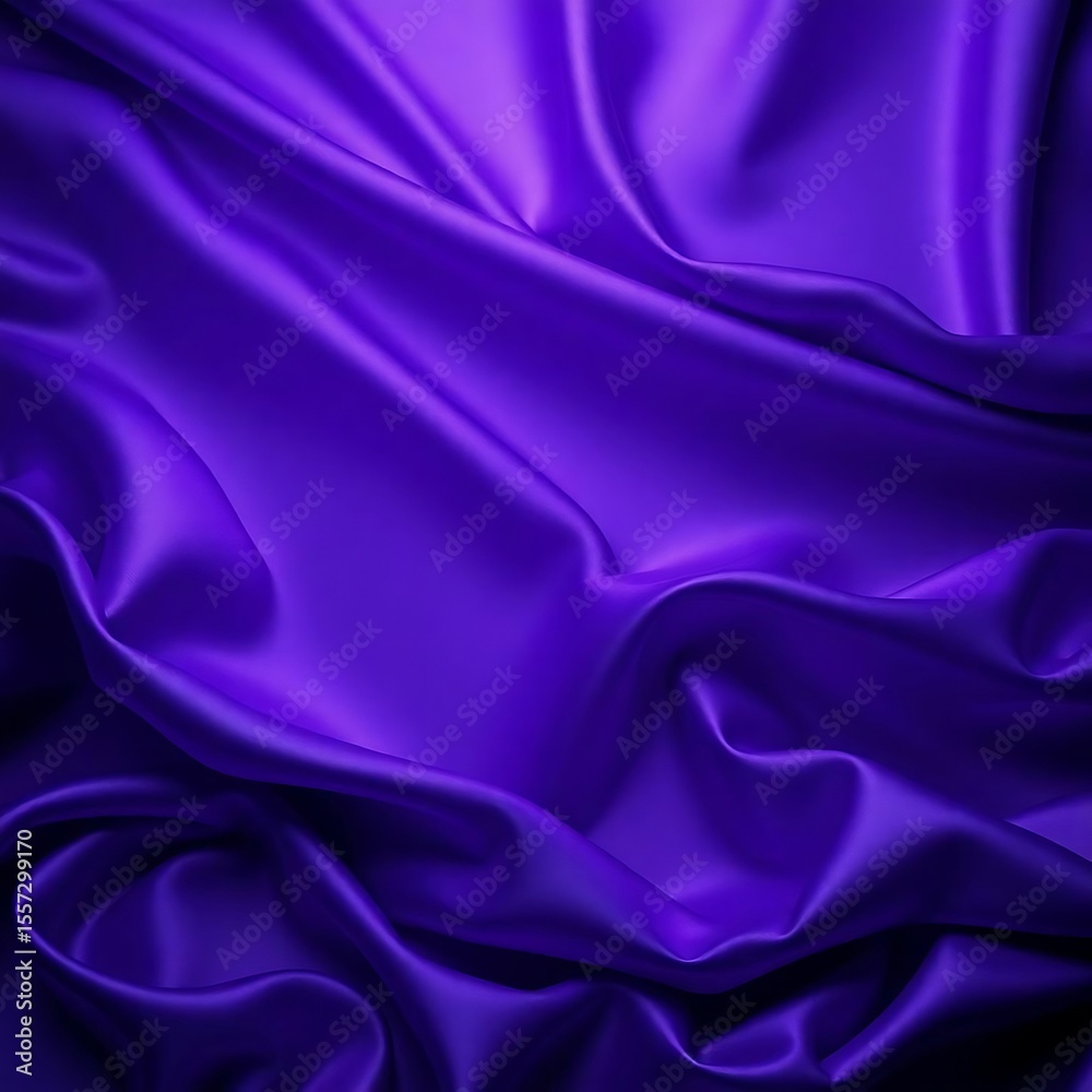 Fototapeta premium Luxurious deep violet satin fabric with elegant flowing folds and soft highlights creating a rich and opulent texture