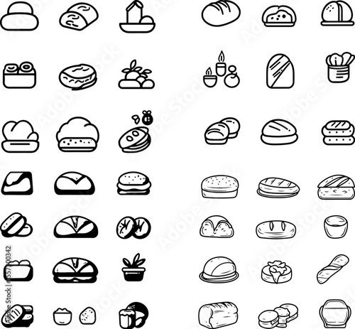 ciabatta icons ciabatta illustration ciabatta vector Italian bread artisan bread rustic bread crusty bread bakery icon bread loaf sandwich bread flour dusted bread chewy bread open cr