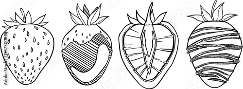 Vector сollection of chocolate-covered strawberries.