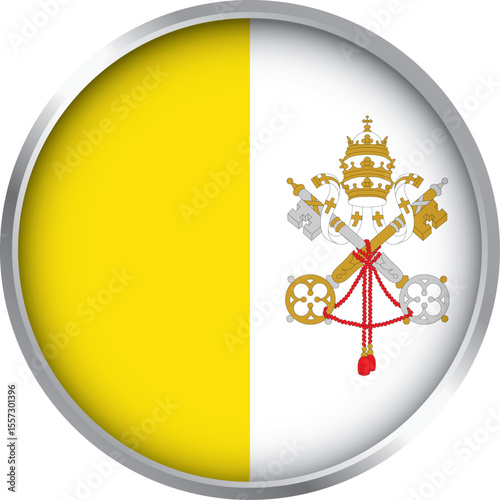 vatican city flag icon with papal coat of arms in circular button design isolated on white background

