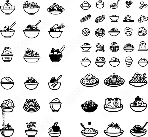 spaghetti icons spaghetti illustration spaghetti vector Italian pasta pasta noodles spaghetti bowl spaghetti plate spaghetti dish tomato sauce spaghetti meatball spaghetti creamy spag