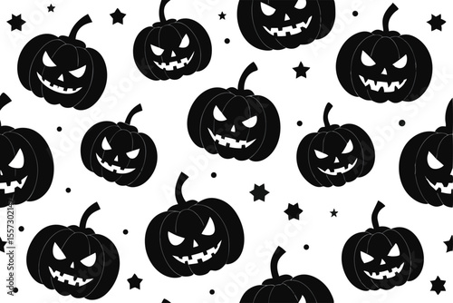 Halloween pumpkin jackolantern pattern isolated on white background