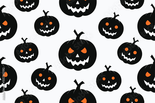 Halloween pumpkin jackolantern pattern isolated on white background