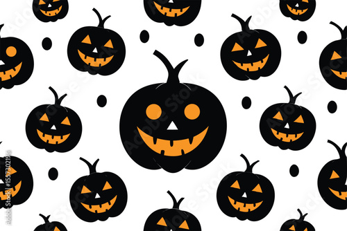 Halloween pumpkin jackolantern pattern isolated on white background