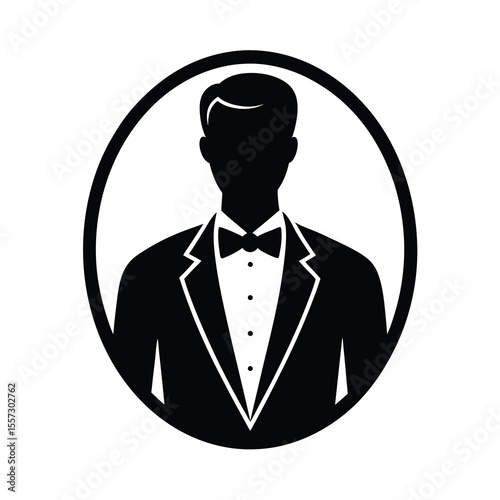 Elegant man in tuxedo formal wear silhouette