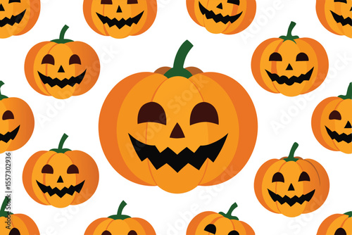 Smiling jackolanterns pattern isolated on white background