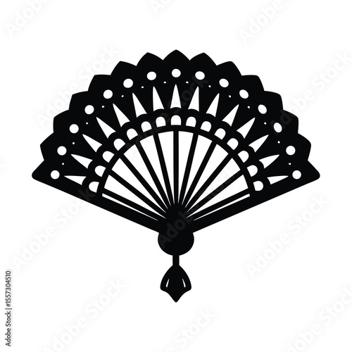 Elegant handheld fan vector illustration in silhouette style