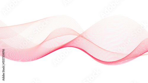 Abstract pink waves on white. Flowing red lines design.