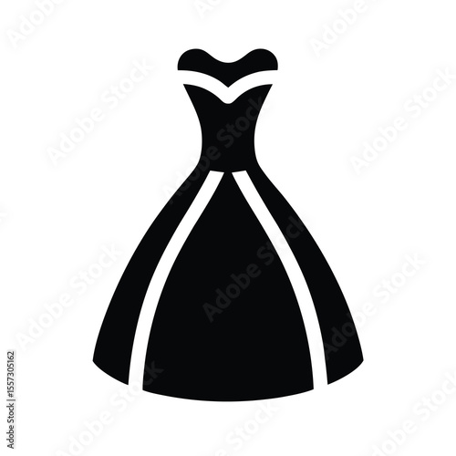 Elegant wedding dress vector icon silhouette