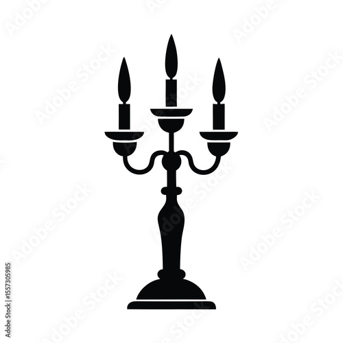 Elegant candelabra with three candles silhouette