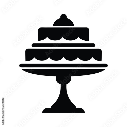 Elegant tiered cake on stand silhouette